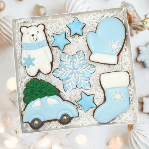 „Jaukios Kalėdos" dekoruotų meduolių rinkinys