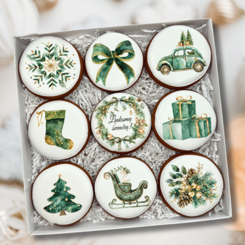 „Kalėdų grožis Nr. 1" dekoruotų meduolių rinkinys