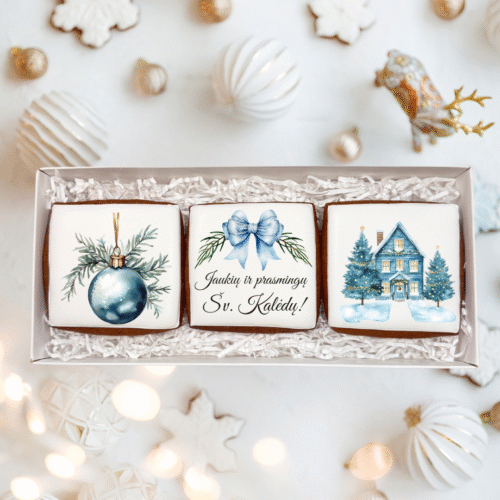 „Žiemos pasaka Nr. 2" dekoruotų meduolių rinkinys