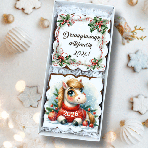 „Naujametinis sveikinimas" dekoruotų meduolių rinkinys