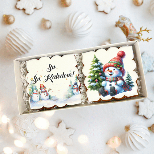 „Kalėdinis sveikinimas Nr. 1" dekoruotų meduolių rinkinys