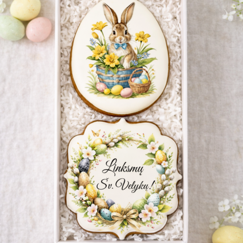 „Su Šv. Velykom! Nr. 3" dekoruotų meduolių rinkinys