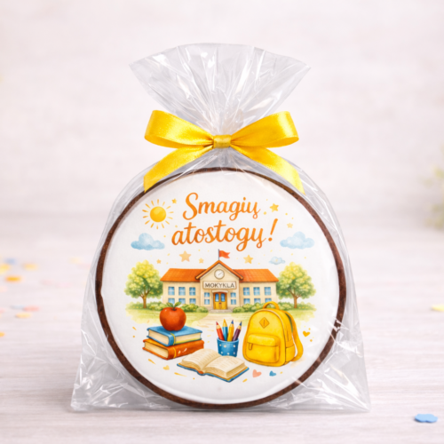 „Smagių atostogų! Nr. 1" dekoruotas meduolis