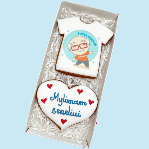 „Mylimam Seneliui" dekoruotų meduolių rinkinys