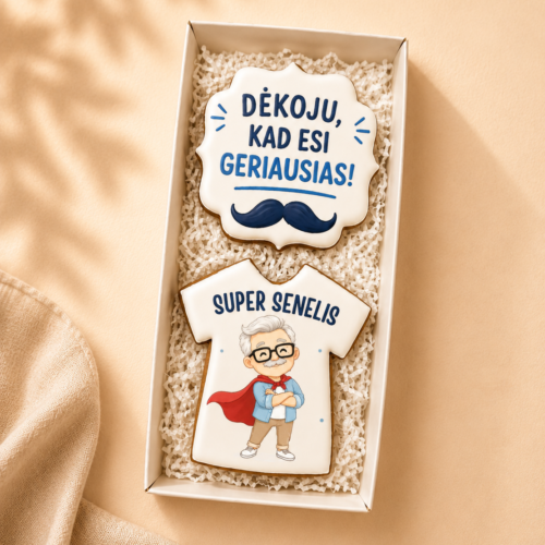 „Mylimam Seneliui Nr. 1" dekoruotų meduolių rinkinys