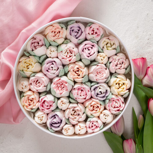 „Puokštė zefyrų 25cm" - zefyrinių gėlių rinkinys