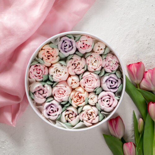 „Puokštė zefyrų 21 cm" - zefyrinių gėlių rinkinys