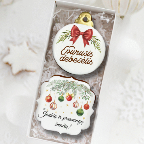 "Kalėdų dovanėlė Nr. 4" su logotipu - dekoruotų meduolių rinkinys
