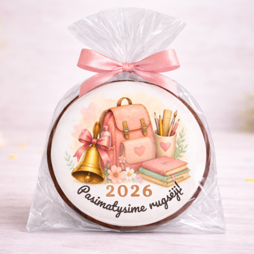 „Pasimatysime Rugsėjį Nr. 1" dekoruotas meduolis